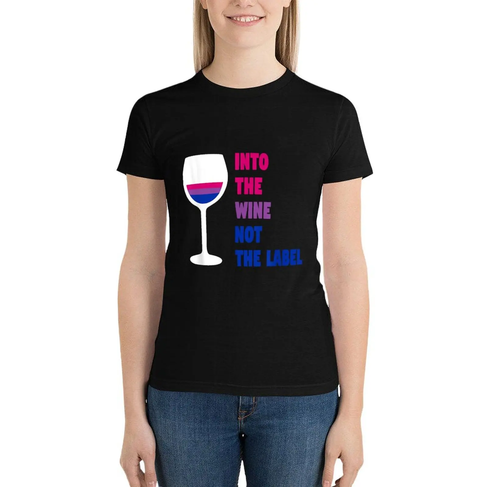 Into The Wine Not The Label LGBTQ+ Bisexual Bi Pride Month T-Shirt Blouse summer clothes Womens graphic t shirts