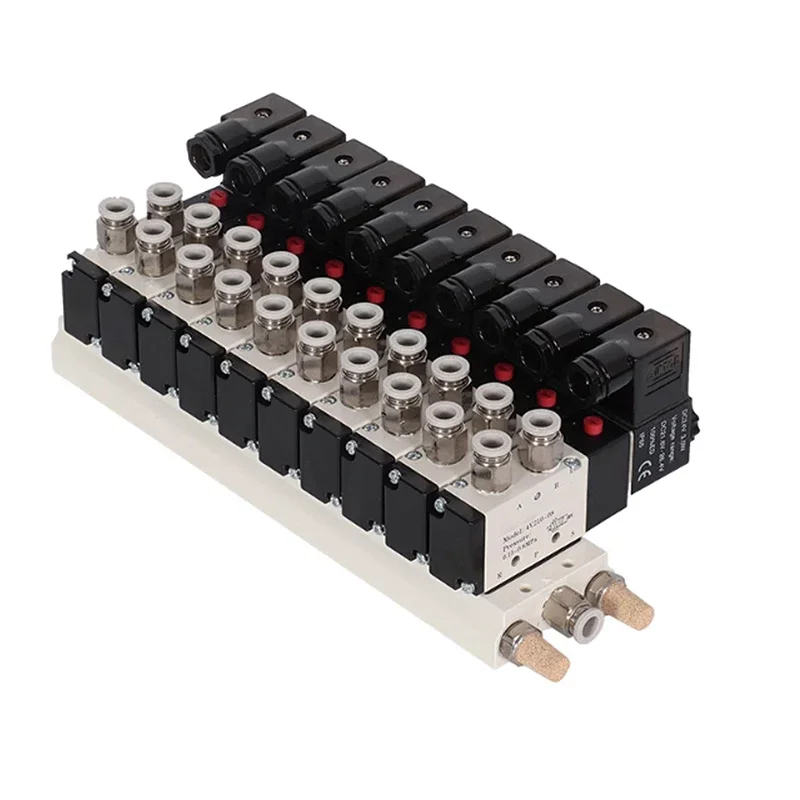 Pneumatic Solenoid Valve DC12/24V AC110/220V Multi Option 4V310-10 Series With Muffler Fitting Base Manifold 2/3/4/6/7/8