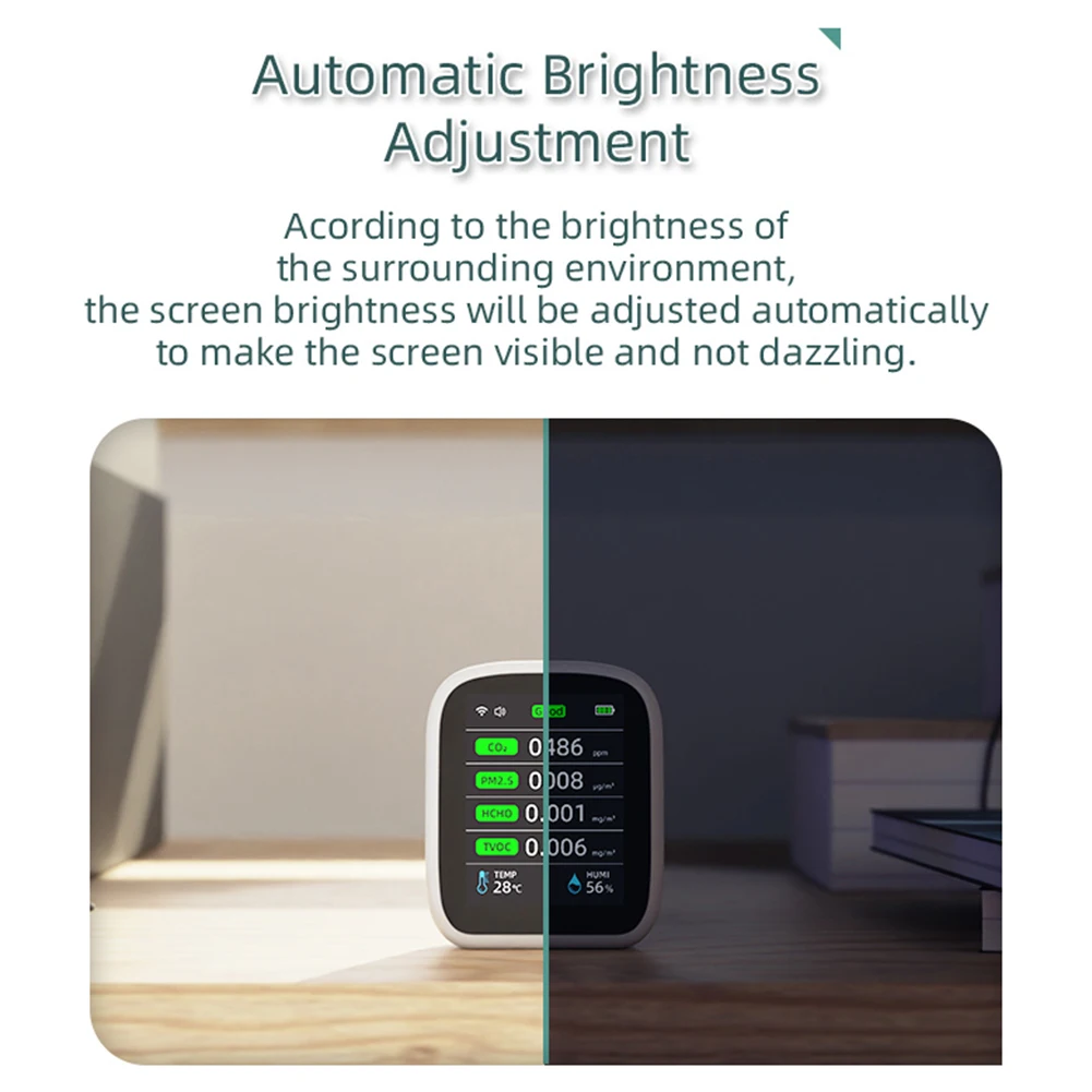 PV28CW WIFI For Air Quality Monitor Detector PM2.5 HCHO Temperature Humidity Meter With For Tuya App LCD Alarm For Home Office
