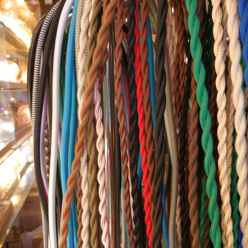 2 meters fabric Twisted antique vintage pendant lamp wire cord DIY lamp accessories of fabric wire
