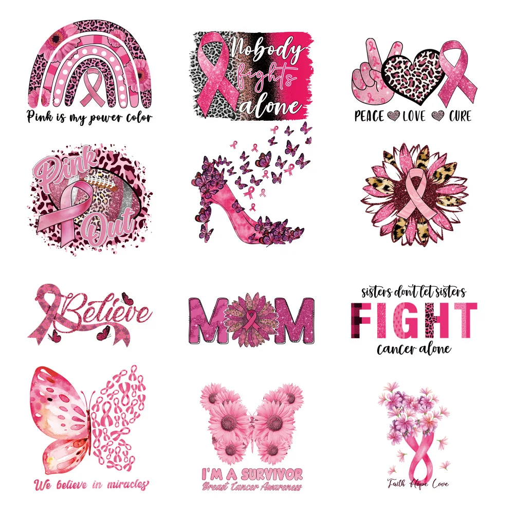 

12peice Anticancer syndrome DIY Thermo Sticker Decals Heat Transfer Clothes ironing Clothing Crafts Accessory Sticker