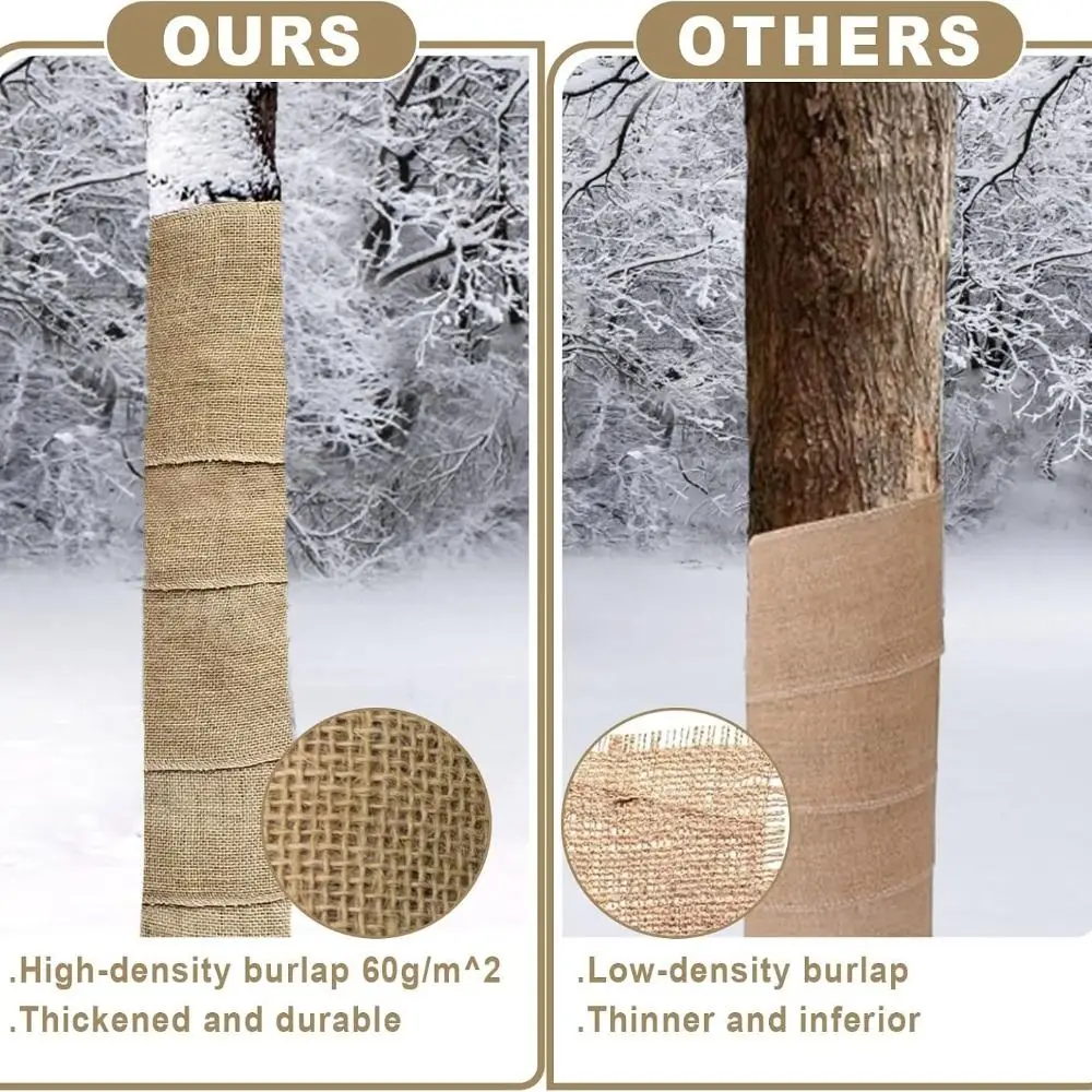 Natural Jute Tree Wrap Tape Burlap Cloth Wrap Tape Plant Protection Cover Outdoor Protective Natural Fabric Burlap Plant Cover