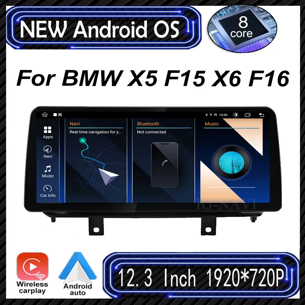 

12,3-дюймовый большой экран Android 14 для BMW X5 F15 X6 F16 NBT EVO Система Автомобильный радиоприемник GPS-плеер Видео Carplay Автоматическая навигация Мультимедиа