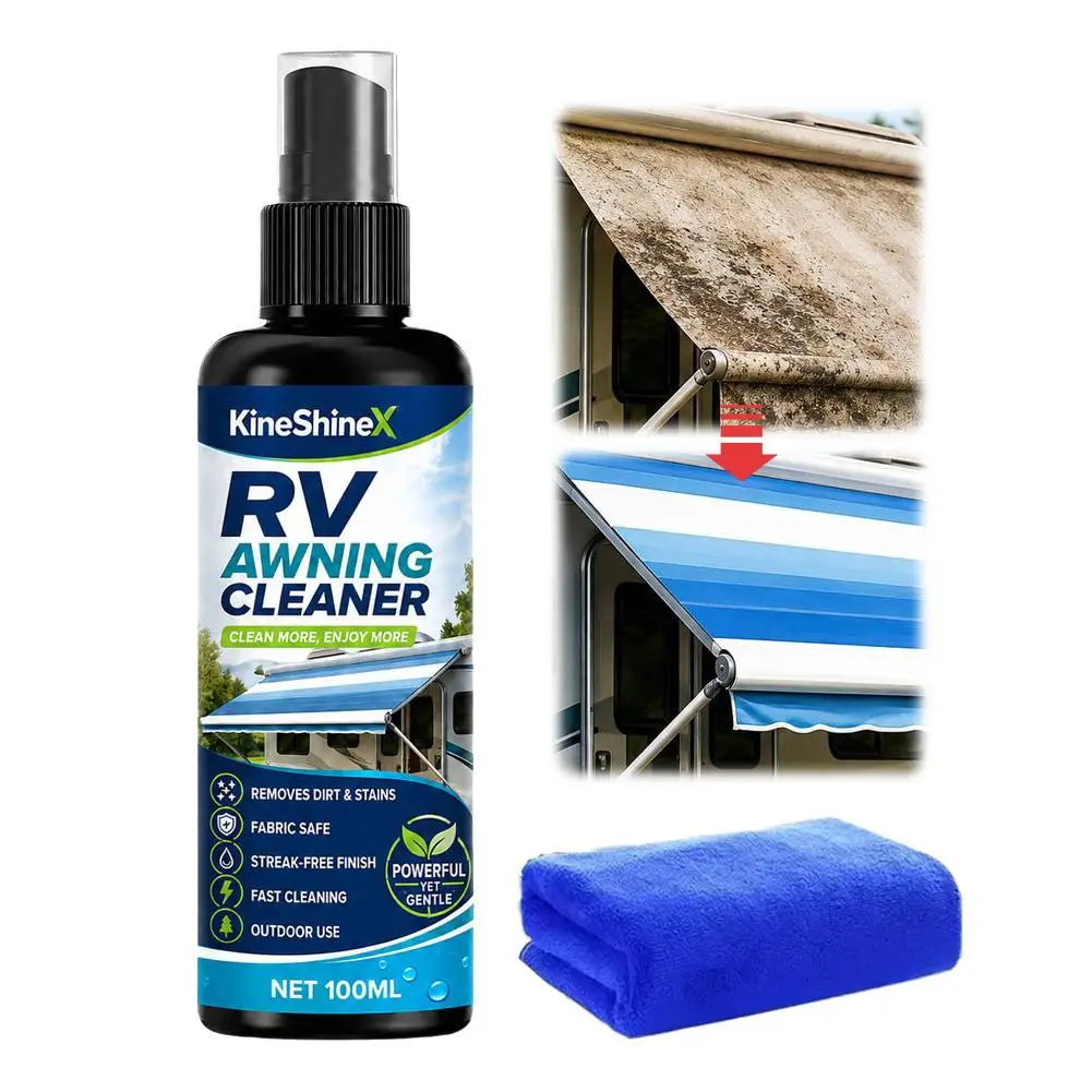 RV Awning Cleaner Spray 50ml Portable Fabric Canopy Stain Remover Fast-Drying Streak-Free Cleaner for Motorhome Camper and Tents
