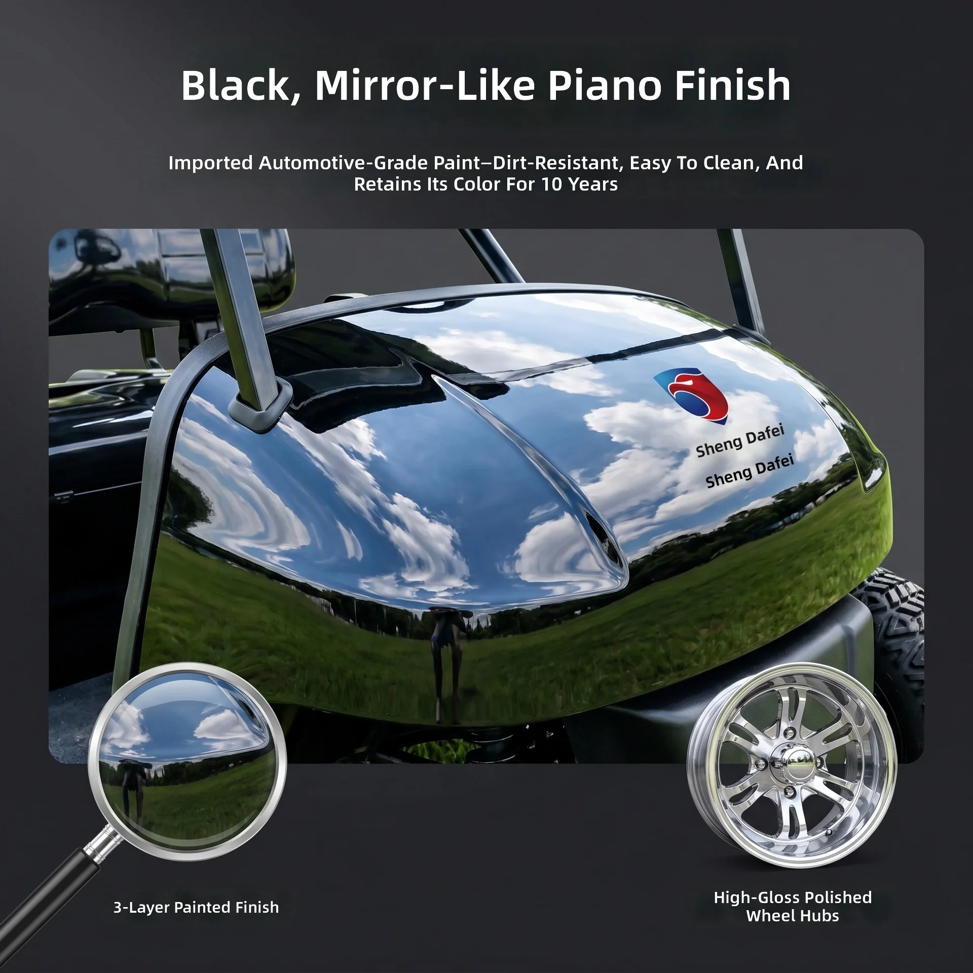Electric Sightseeing Car, Park Patrol Touring Vehicle, Off-Road Shuttle, Electric Golf Cart, 4-Seater Utility Vehicle