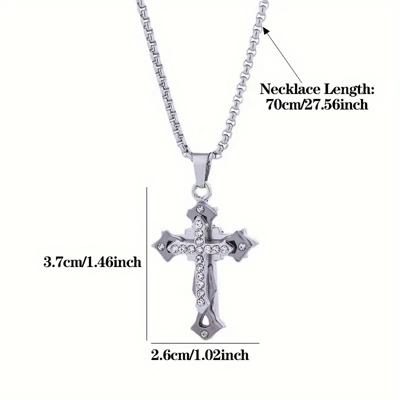 High Quality Cross Titanium Steel Non Fading Necklace,Domineering and Trendy Men\'s hip-hop Pendant Chain,New Handsome Men Women