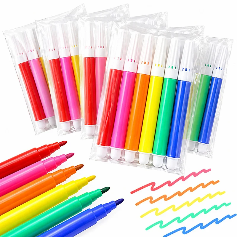 3/6/10Packs Colorful Doodle Graffiti Markers Assorted Colors Portable Smooth Writing Drawing Art Supplies for Crafting ZYF