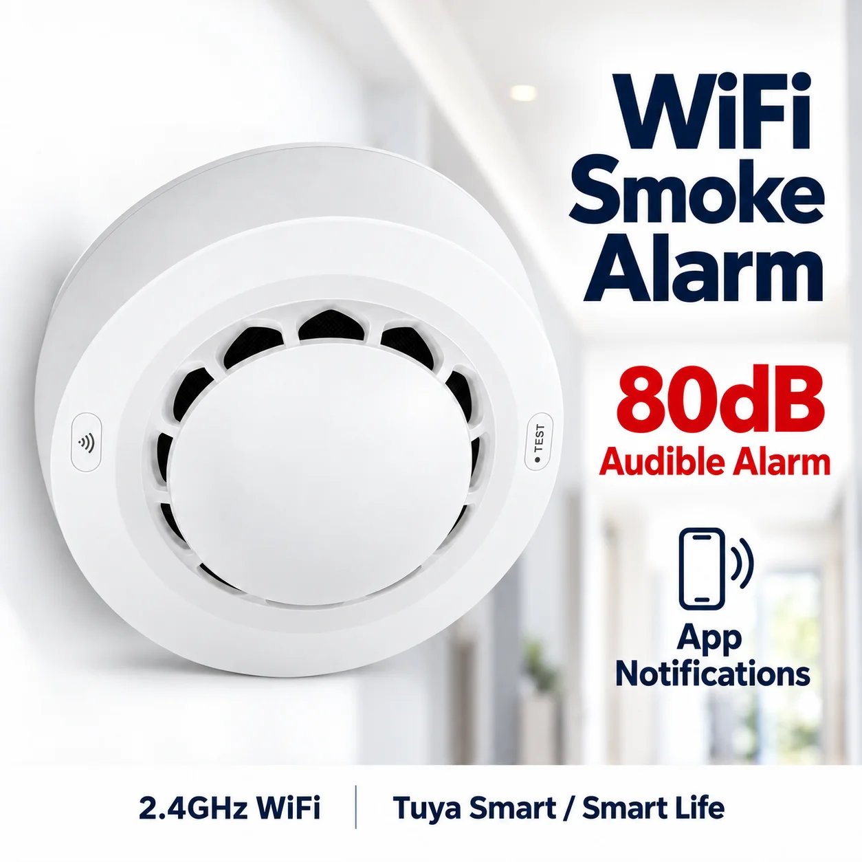 WiFi/Zigbee Smoke Detector Tuya Smart Photoelectric Fire Alarm Smart Life APP Remote Alert Low Battery Warning Home Smoke Sensor