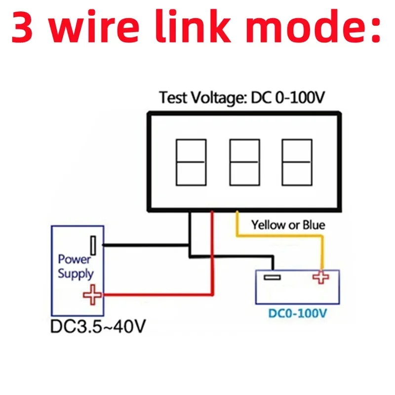 Voltímetro Digital LED DC de 0,28 pulgadas, medidor de voltaje de 0-100V, Detector de voltaje de energía móvil para coche, 12V, rojo, verde, azul,