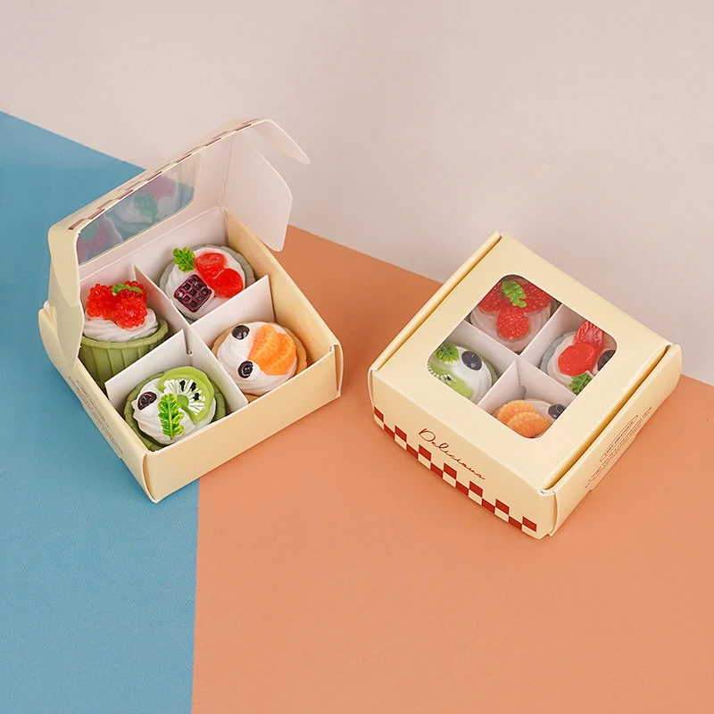 2Pcs Dolls House DIY Accessories 1/12 New Dollhouse Simulation Empty Cake Dessert Box Model Miniature Food Decoration