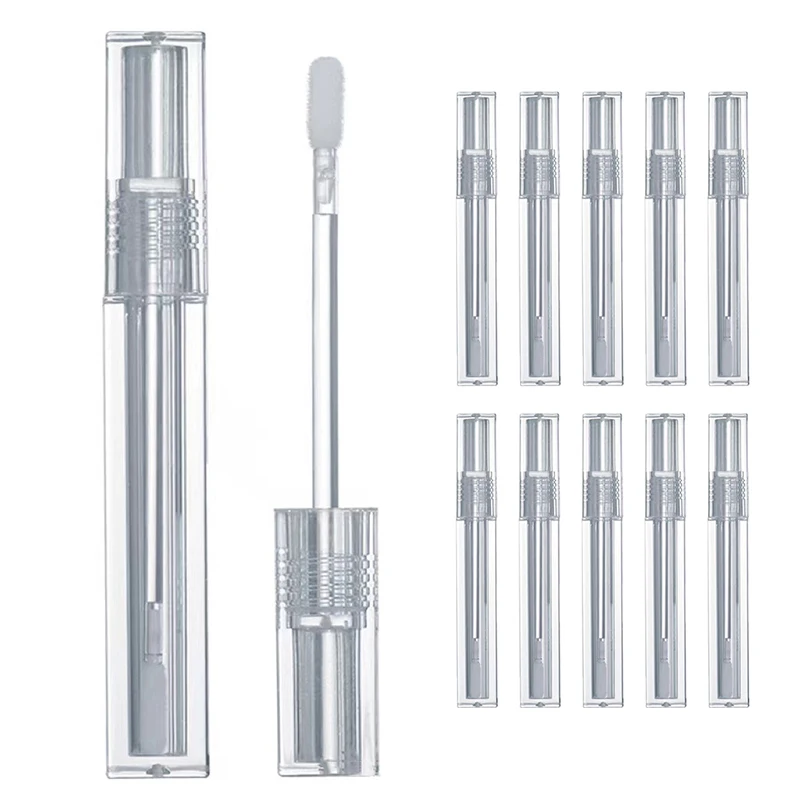 1/3/5pcs Suqare Transparent Lip Gloss Tubes With Brush Makeup Lipstick Tube Lip Balm Empty Tubes Containers Cosmetics DIY Salon