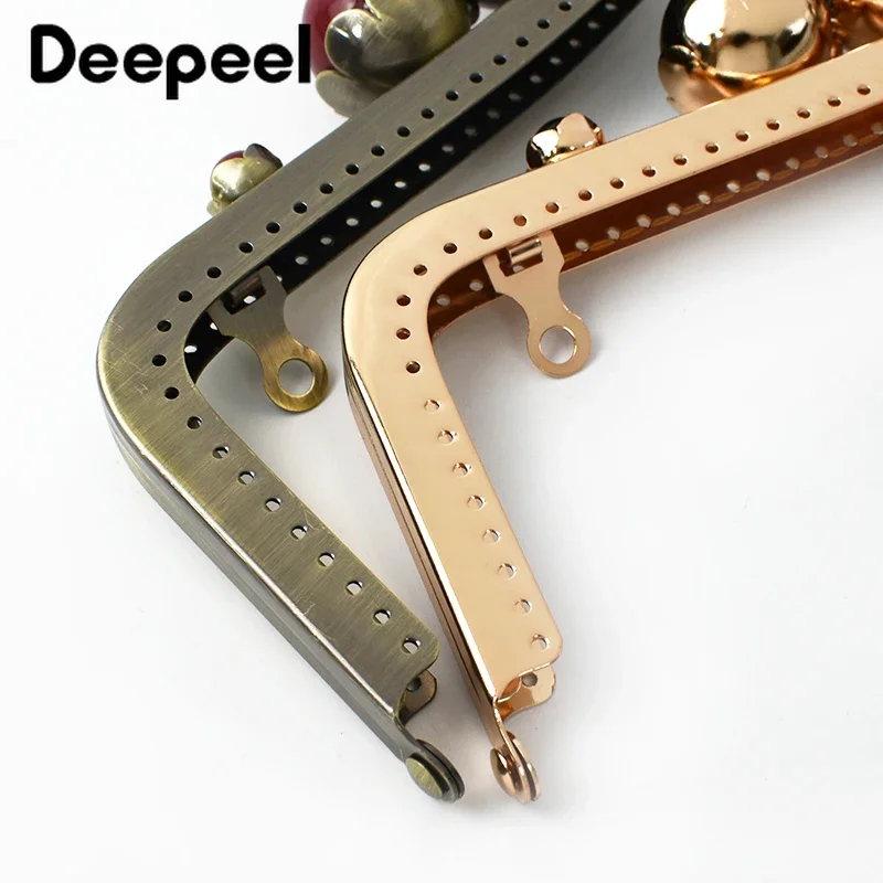 1/2/3/5Pcs 20cm Metal Bag Handle Retro Pearl Kiss Clasp Lock Buckle Purse Frame DIY Sewing Handbag Brackets Hardware Accessories