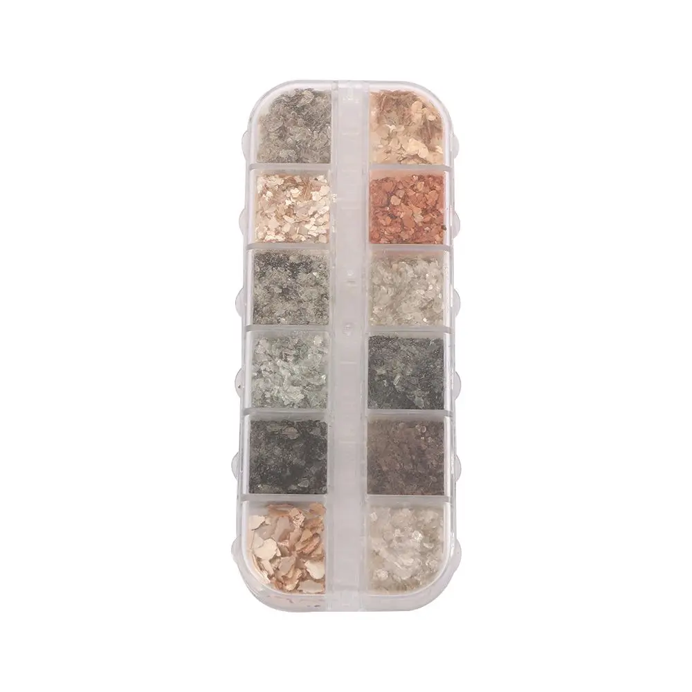 Pérola metálica glitter mica irregular abalone concha fatia lantejoulas manicure acessório adesivos de unhas 3d decorações da arte do prego