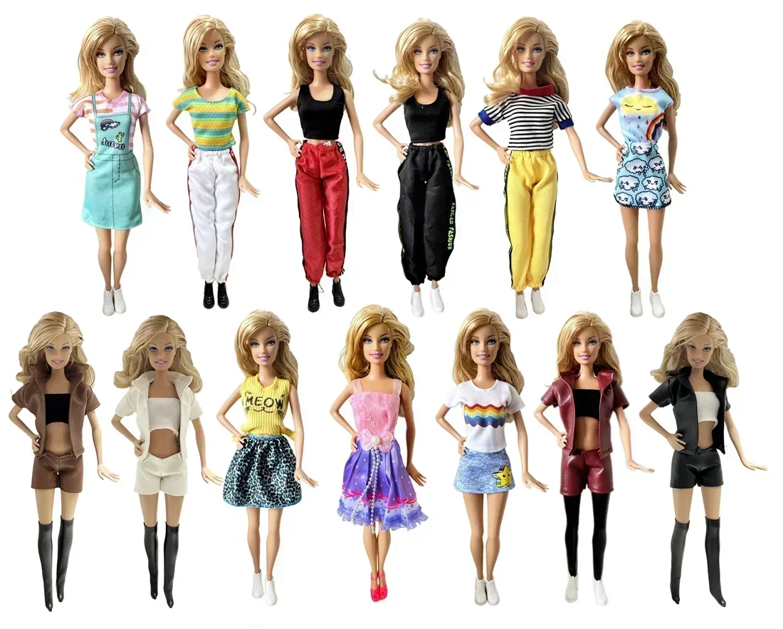 Fashion Doll Accessories Casual Wear Cool Set Clothes+ Shoes for 30cm 11 Inch Barbie Doll Kids or Birthday Gift