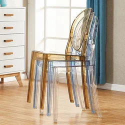 High-quality PC material Transparent Chair Ins Northern Europe Plastic Crystal Makeup Chair Court back Originality Dining Chair