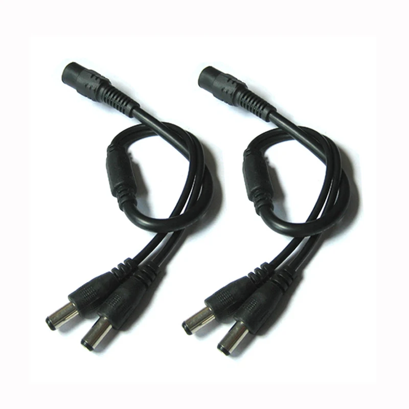 

2pcs DC 1 to 2 Power Splitter Cable 1 Female to 2 male Cord 5.5x2.1mm for CCTV Camera