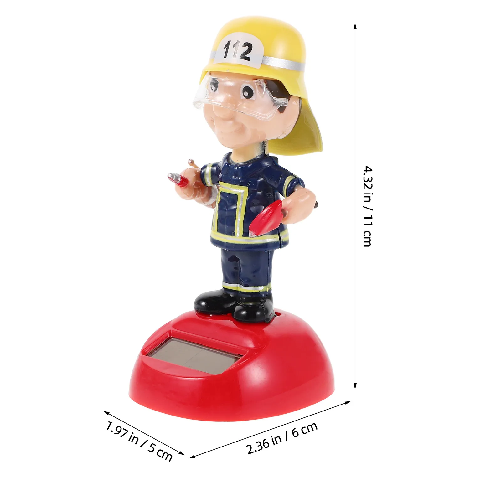 Firefighter Solar Car Ornament Dancing Dashboard Decoration Compact Cartoon Style for Learning Fire Safety Home Office