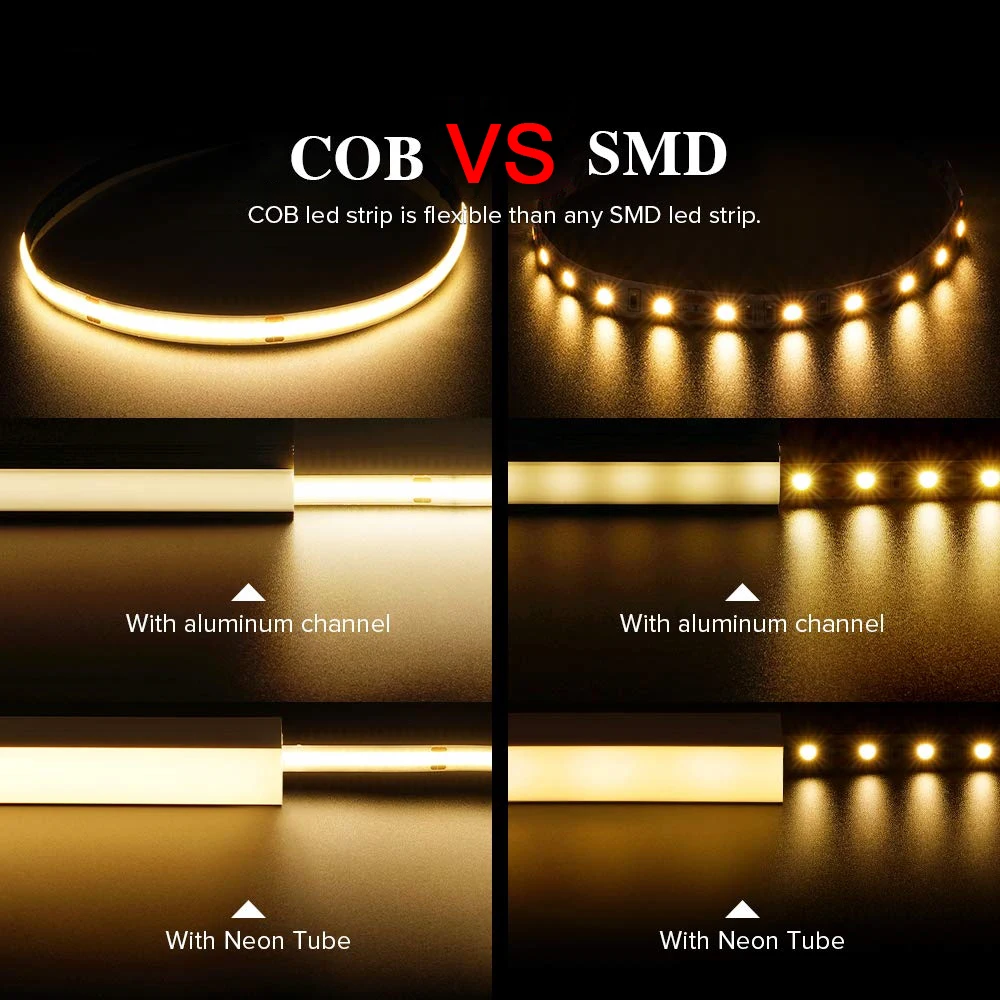 COB Led Strip Lights USB 5V Led Lights with 3 Key Dimmer Switch for Home Cabinet Dressing Table TV Mirror Backlight