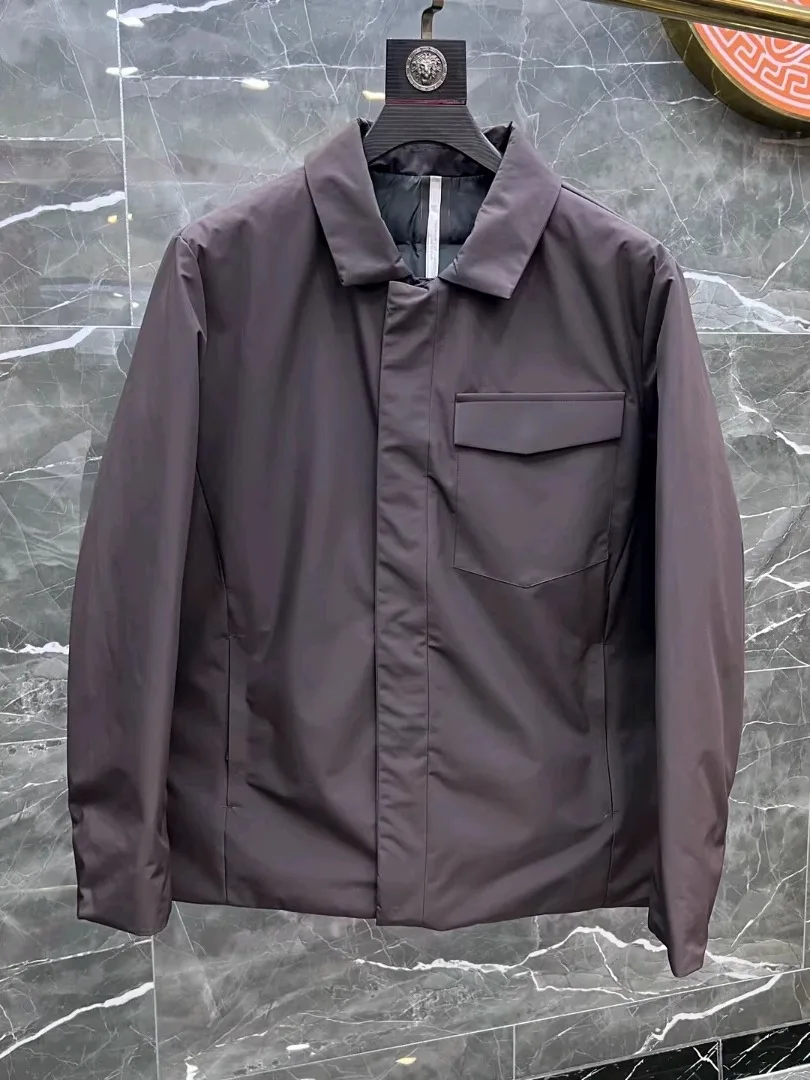 

Высококачественная мужская пуховая куртка с отложным воротником, осенне-зимняя, новая модная, универсальная, приталенная, с длинными рукавами, на молнии