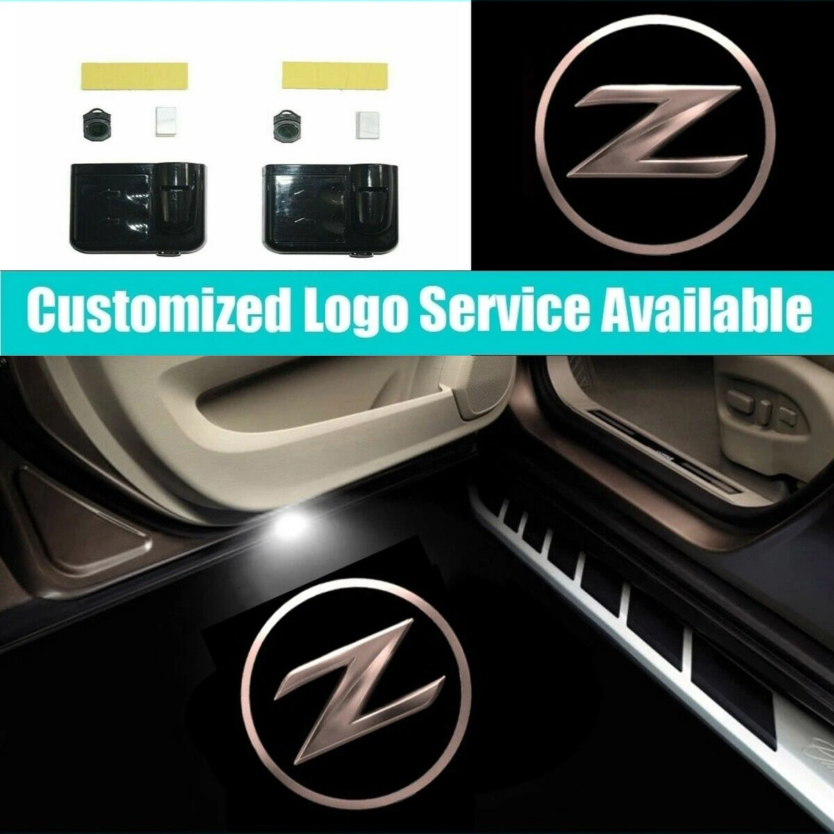 

2 Pieces Wireless Bronze Z Logo Led Fairlady Z Z34 Z33 350Z 370Z Car Door Laser Projector Welcome Shadow Lights