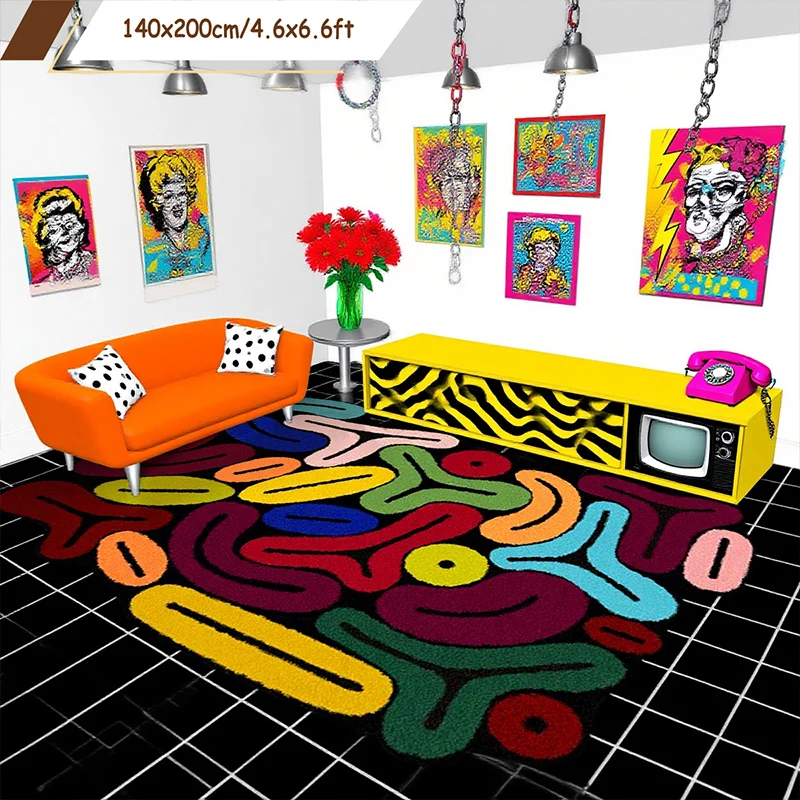 

Living Room Carpet Art Irregular Color Abstract Home Bedroom Bedside Mat Easy To Care Cloakroom Coffee Table Rug Ковер Tapis 러그