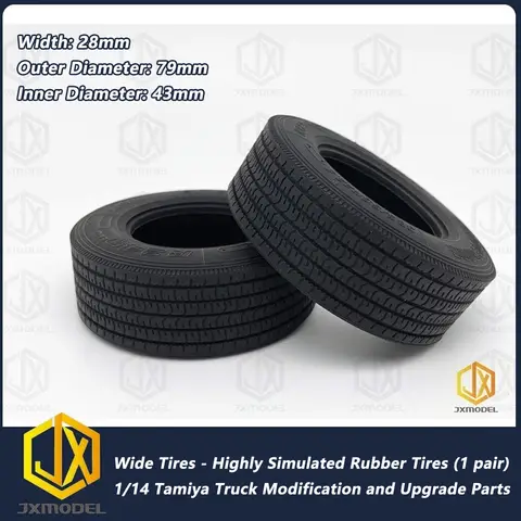 JX 모델 와이드 타이어 직경 79mm 타미야 유로 트럭 1/14 RC 건설 트럭 모델 시뮬레이션 고무 타이어 부품