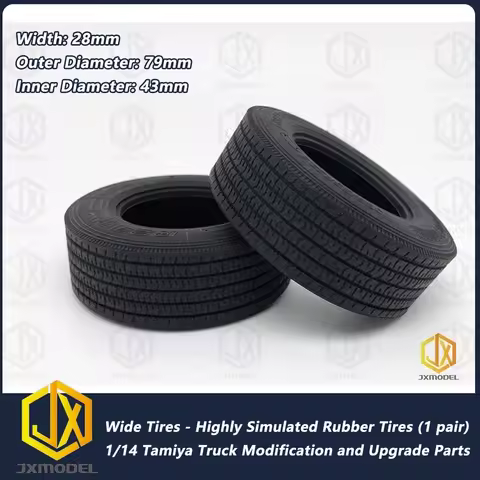 JX Model Wide Tire Diameter 79mm for Tamiya Euro Truck 1/14 RC Construction Truck Model Simulation Rubber Tire Parts