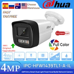 Оригинальная сетевая камера Dahua IPC-HFW1439TL1-A-IL с 4-мегапиксельной входной интеллектуальной двойной подсветкой и фиксированным фокусным расстоянием, POE, распознавание человека, встроенный микрофон