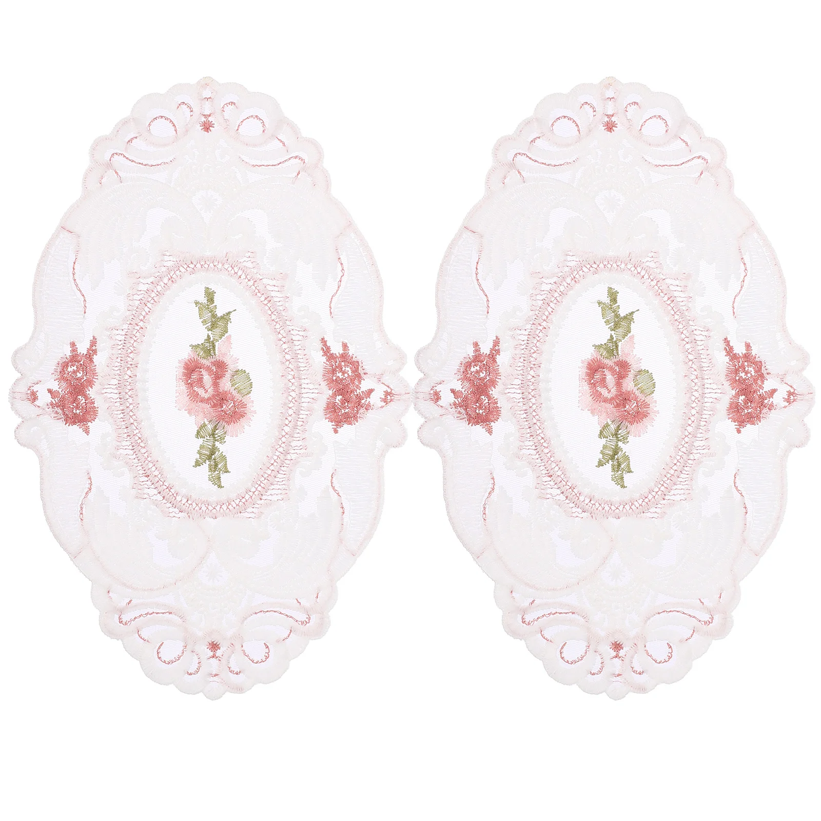 

2pcs Lace Placemats Decorative Table Mats Washable Reusable Embroidered Flower Design Heat Insulated Dining Table Protector