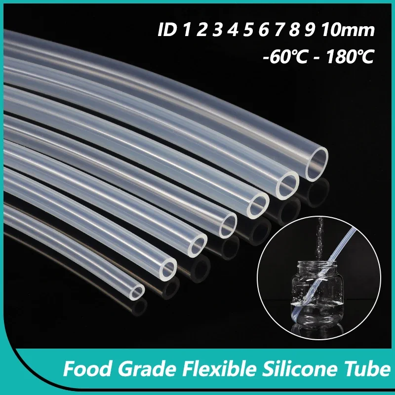 

1m - 20m Transparent Silicone Hose Diameter 1mm - 12mm High Temperature Nontoxic Food Grade Pipe for Faucet Aquarium Garden Tube