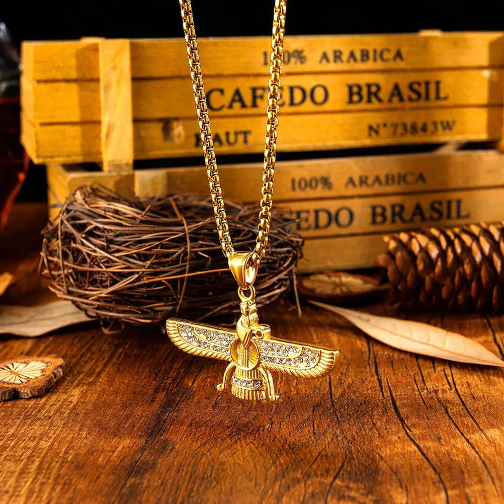 

Retro Zircon Necklace Lightweight Durable Titanium Steel Pendant Decor Man Gift Zircon Pendant Religious Necklace