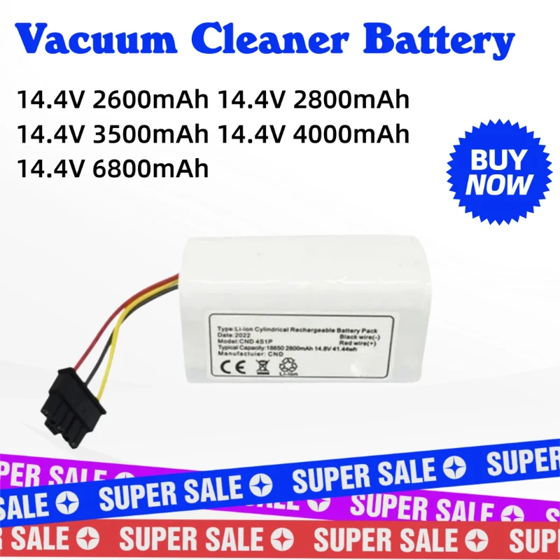 

P2026-4S1P-MMBK 14.4V 4000mAh Vacuum Cleaner Battery for Xiaomi Robot Vacuum MOP 2C and Trover Robot LDS Vacuum Mop Finder RLS3