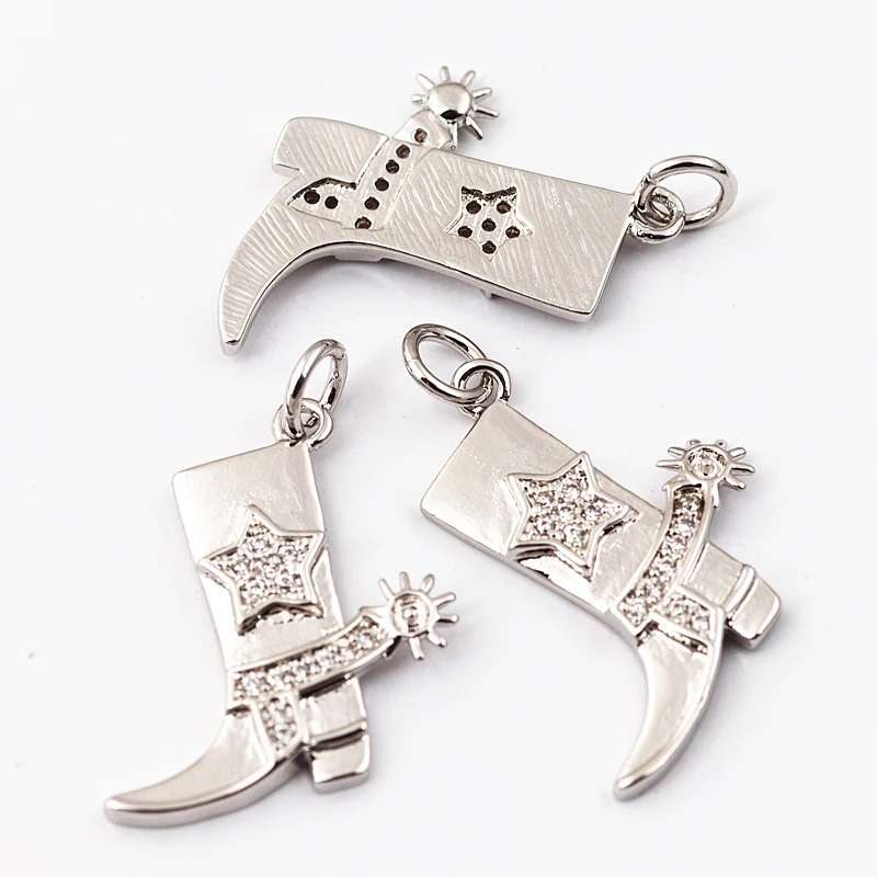Cowboystiefel Sport Baseball Hantel Yoga Herren Zirkonia gepflasterter Stoff Charm Anhänger, 18K Gold Halskette Handwerk Schmuck Versorgung L99 – Detail 6