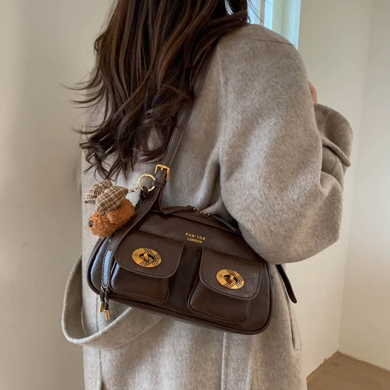 

Роскошная брендовая кожаная сумка-мессенджер для женщин, элегантная сумка через плечо с несколькими карманами и надежной застежкой