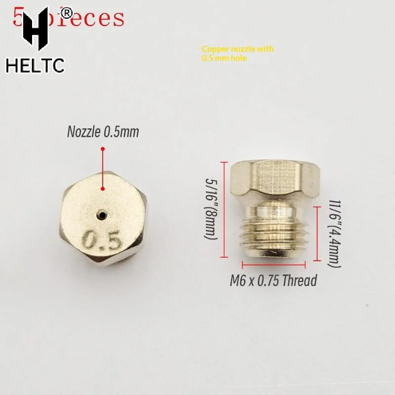 5pcs Propane Gas Nozzles 0.5mm Orifice Brass Jet Nozzle Propane Burner Orifice Kit Grill Replacement Parts LP Gas M6*0.75mm