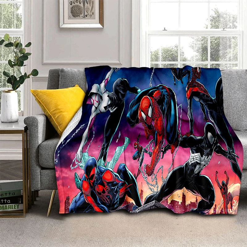 2025 novo dos desenhos animados marvel homem aranha super-herói cobertor de pelúcia macia, flanela lance cobertor para sala estar quarto cama sofá capa criança