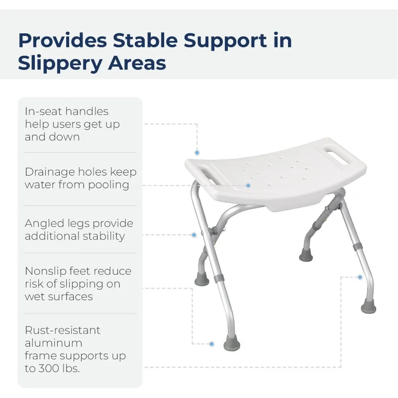 Handicap Banco do banheiro com sucção Estilo Dicas sobre as pernas, Design Folding Branco, reduzir o deslizamento, Idosos