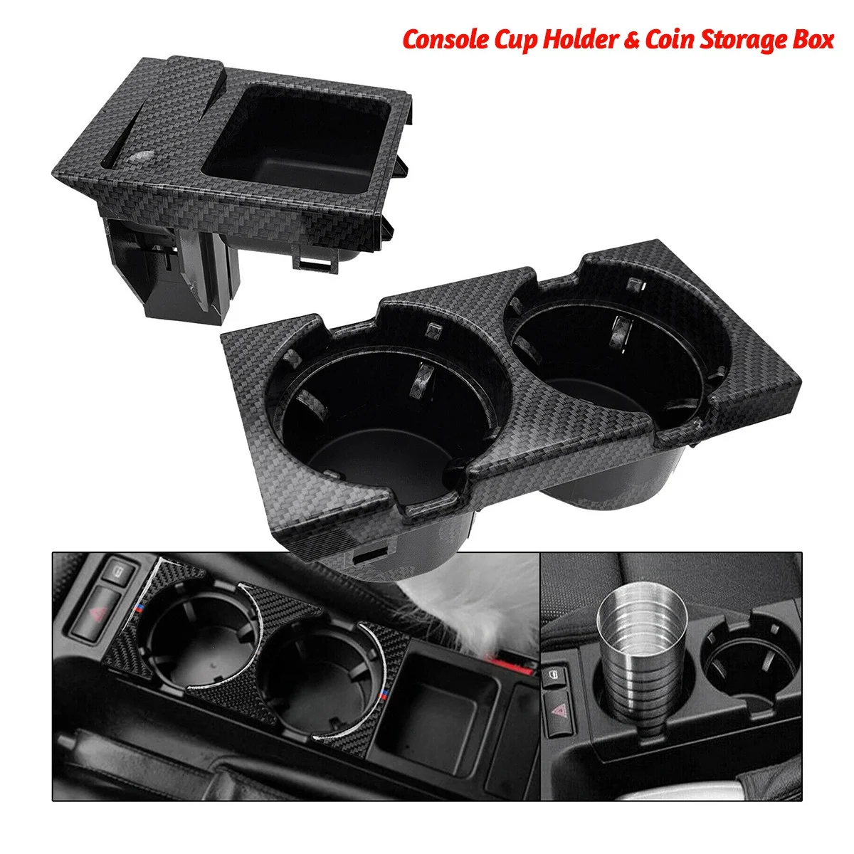 

Highly Recommended.Car Center Console Water Cup Holder & Coin Storage Box for BMW,A