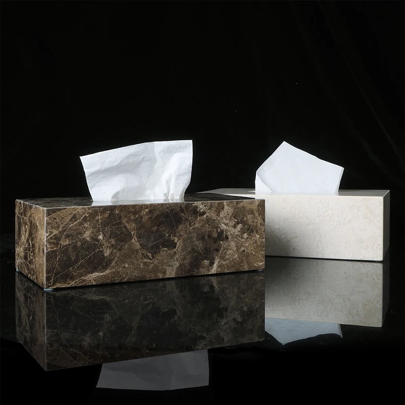 

Nordic Natural Marble Tissue Box Bathroom Rectangular Paper Box Hotel Home Decoration Napkin Storage Box Desktop Decoration