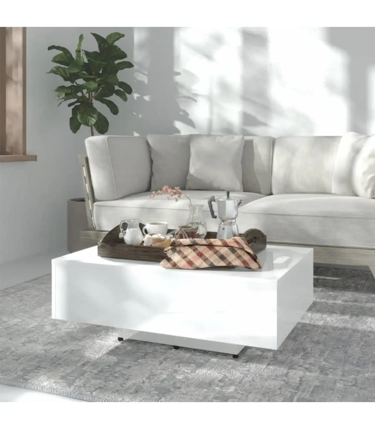 Coffee tables coffee table glitter white plywood 85x55x31 cm