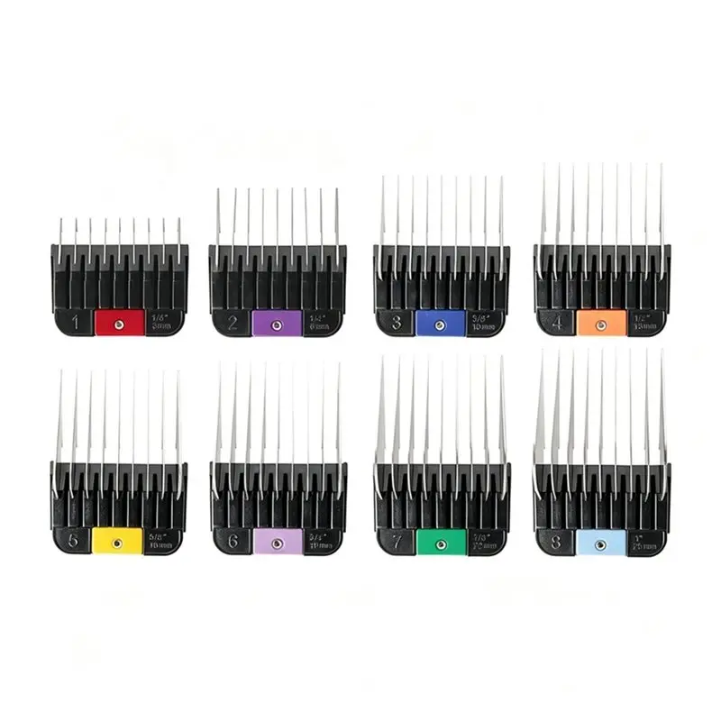 AWAH For Wahl Pro Animal Attachment Comb Set Stainless Steel, 8 Cutting Lengths, Color-Coded Dog And Cat Clipper Guide Tools