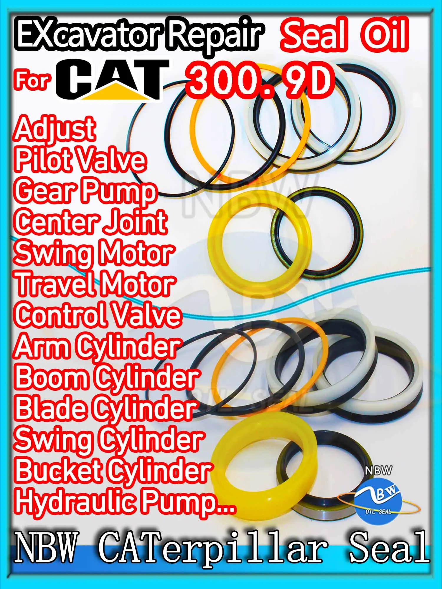 

For Caterpillar 300.9D Excavator Oil Seal Kit High Quality Repair Cat Control Pilot Valve Blade TRAVEL Joystick Engine O-ring