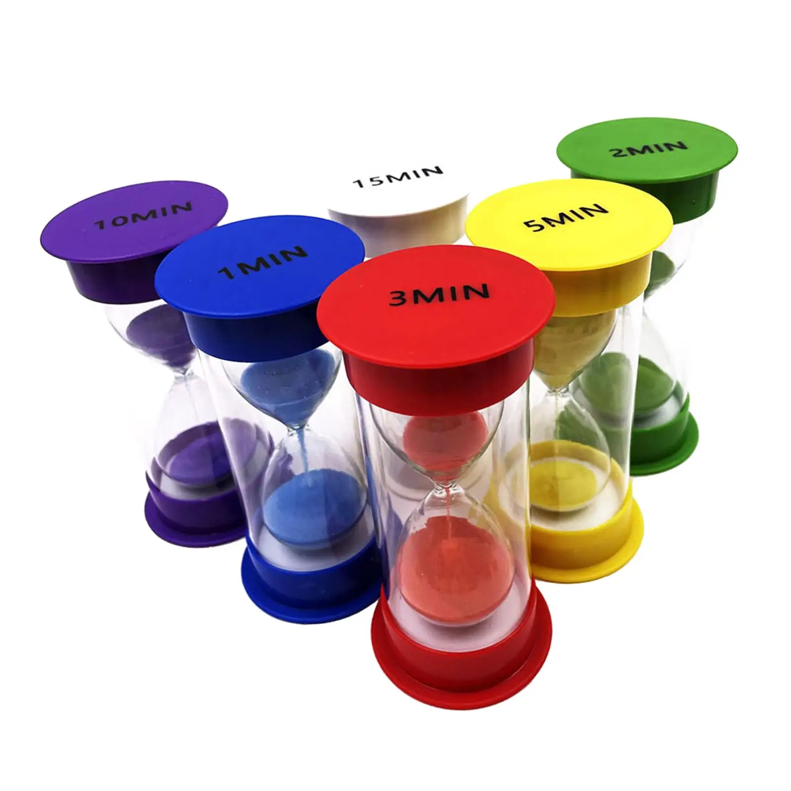 6Pcs Small Hourglass Timer 1Min/2Mins/3Mins//10Mins/15Mins Lightweight Decorative Sandglass for Restaurant Study Cooking