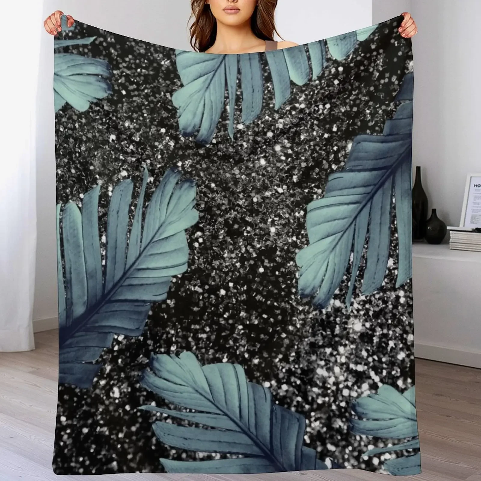 

Banana Leaves Glitter Glam #5 (Faux Glitter) #shiny #tropical #decor #art Throw Blanket For Decorative Sofa Nap Tourist Blankets