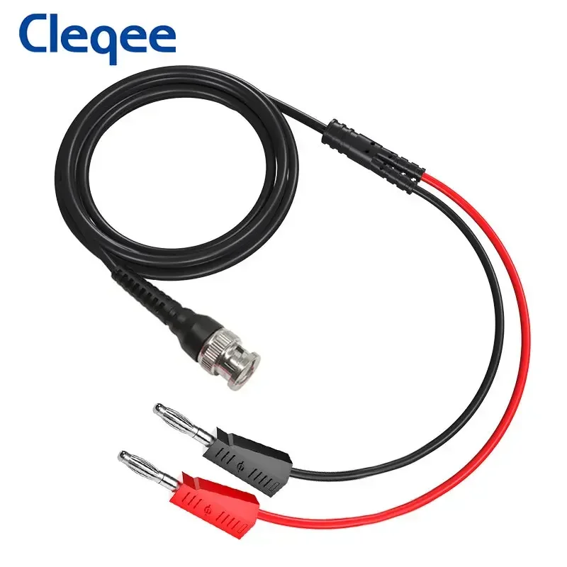 Cleqee P1009 BNC Male to Dual 4mm Banana Plug Stackable Type Test Leads Probe Cable 120CM