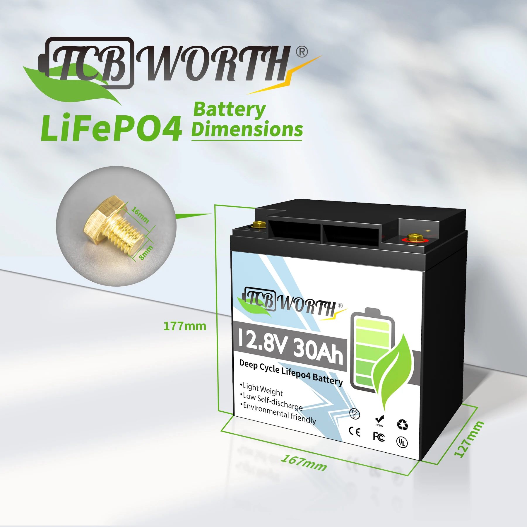 12V 10Ah 12ah 30ah LiFePO4 Deep Cycle Battery 10 Year Warranty 6000+ Cycles - Built in BMS - for Ice Fishing, Kayaks, Fish Finde