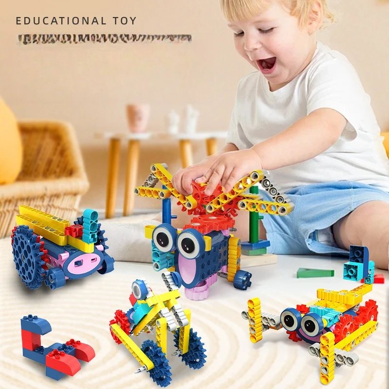 

126pcs electric gear science education building blocks mechanical educational toy particle assembly set assembly