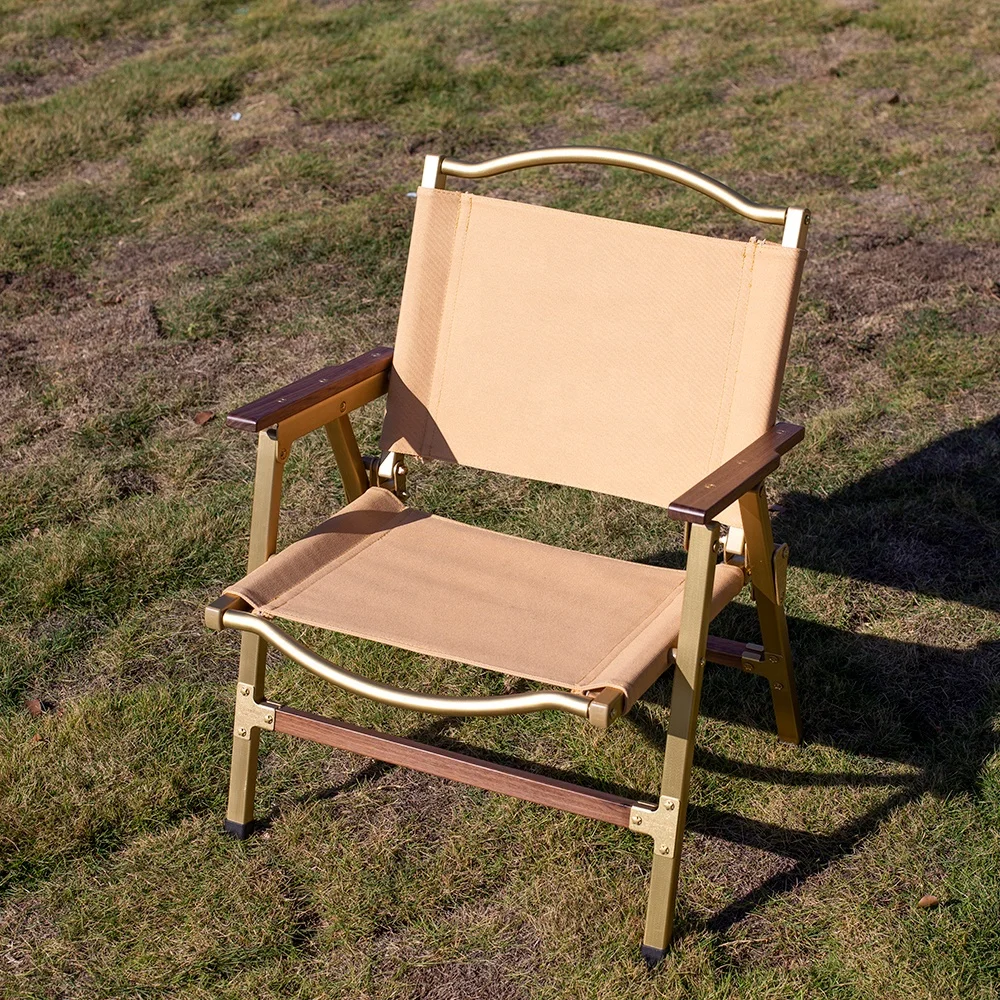 JIFENG OUTDOORS Copper And Black Walnut Wood Canvas Home Furniture Easy-carrying Indoor And Outdoor Folding Chair