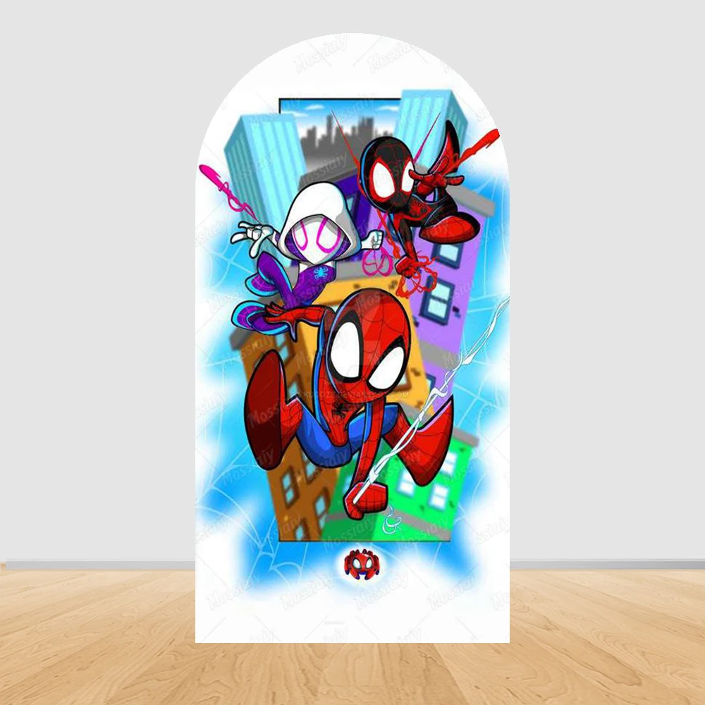 Spider-Man and Amazing Friends Arch Backdrop Cover Spider-Man Kids Boy Birthday Party Photography Background Baby Shower Decor view 4