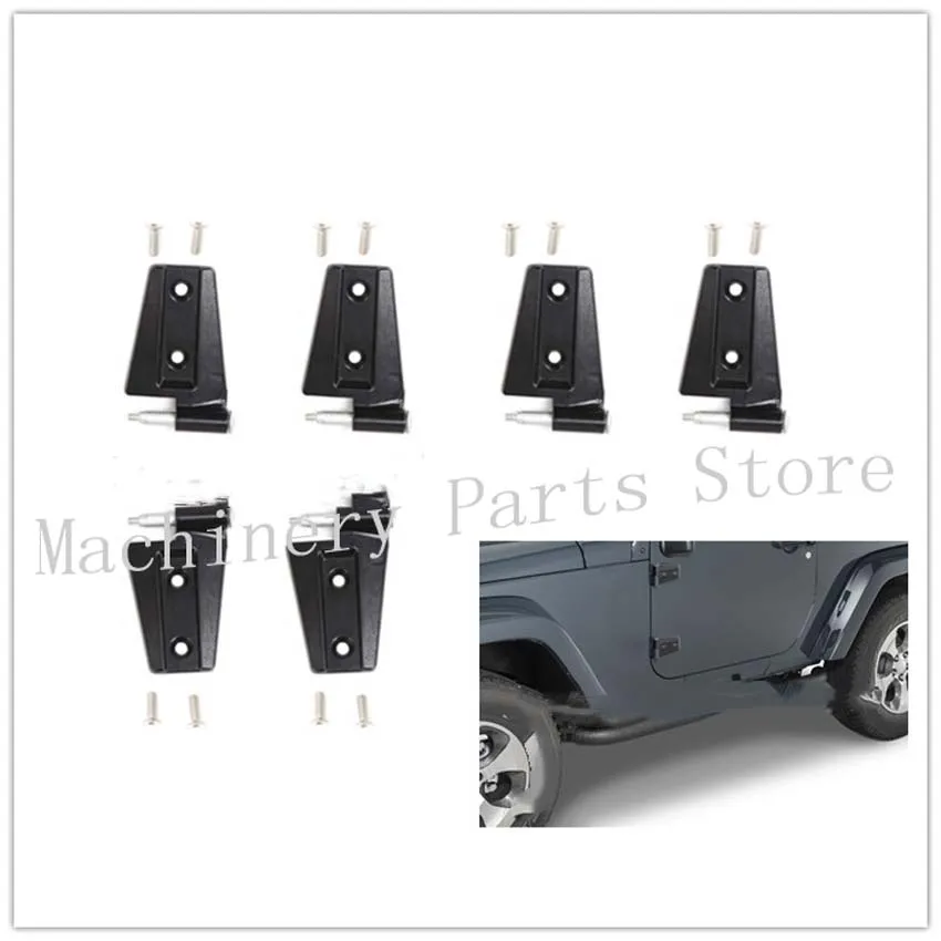 4 PCS Aluminium Coated Door Side Hinge For Jeep Wrangler JK JL JT 2007+ Road Steel Door Hinge Kit Not Door Hinge Cover Decor